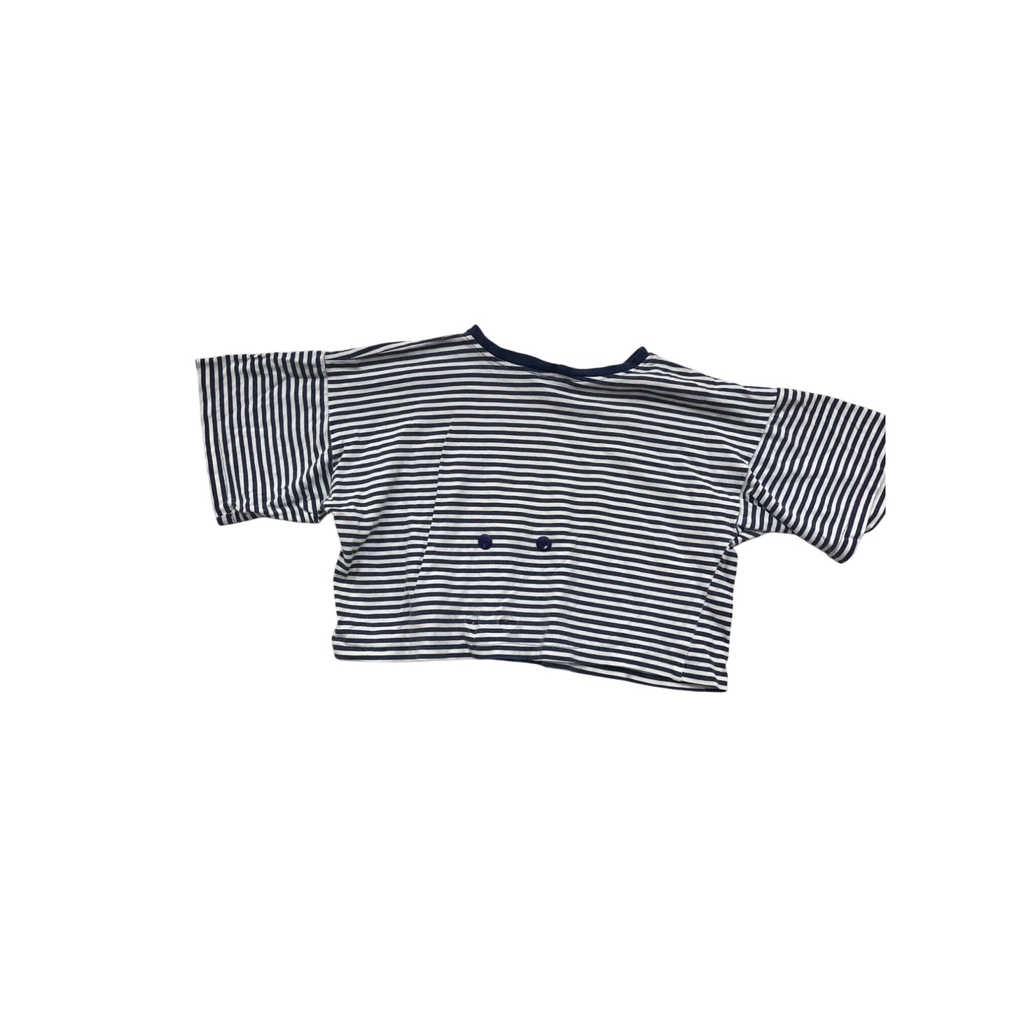 Striped Navy & White Cropped T-Shirt By Theyre Bonkers M/L #8625
