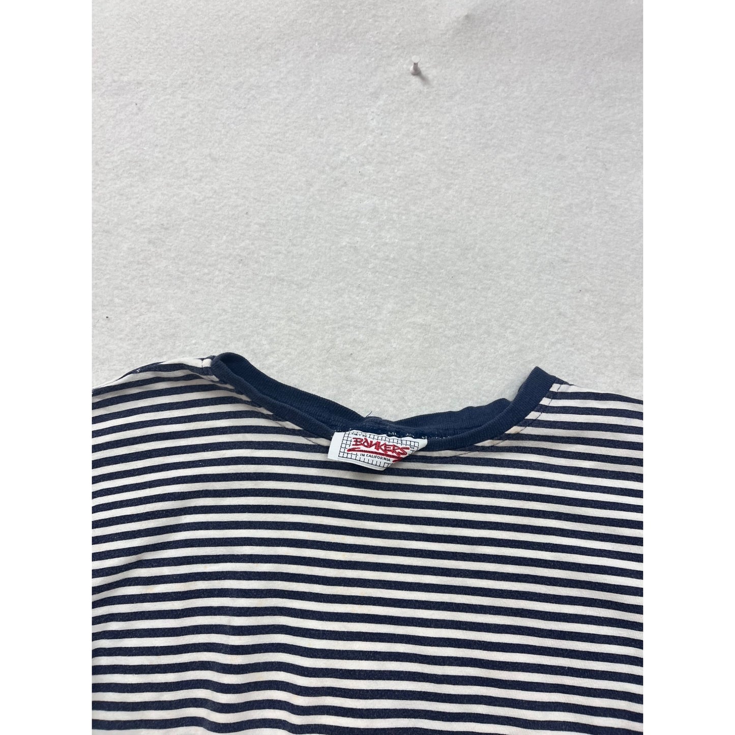 Striped Navy & White Cropped T-Shirt By Theyre Bonkers M/L #8625