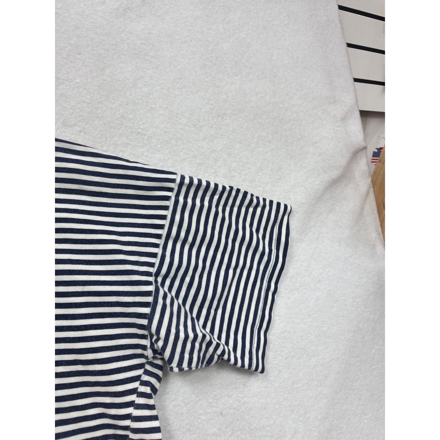 Striped Navy & White Cropped T-Shirt By Theyre Bonkers M/L #8625