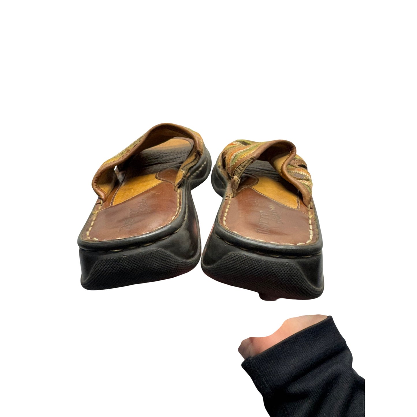 Born Multicolor Striped Leather Slip-On Sandals Size 8#9408