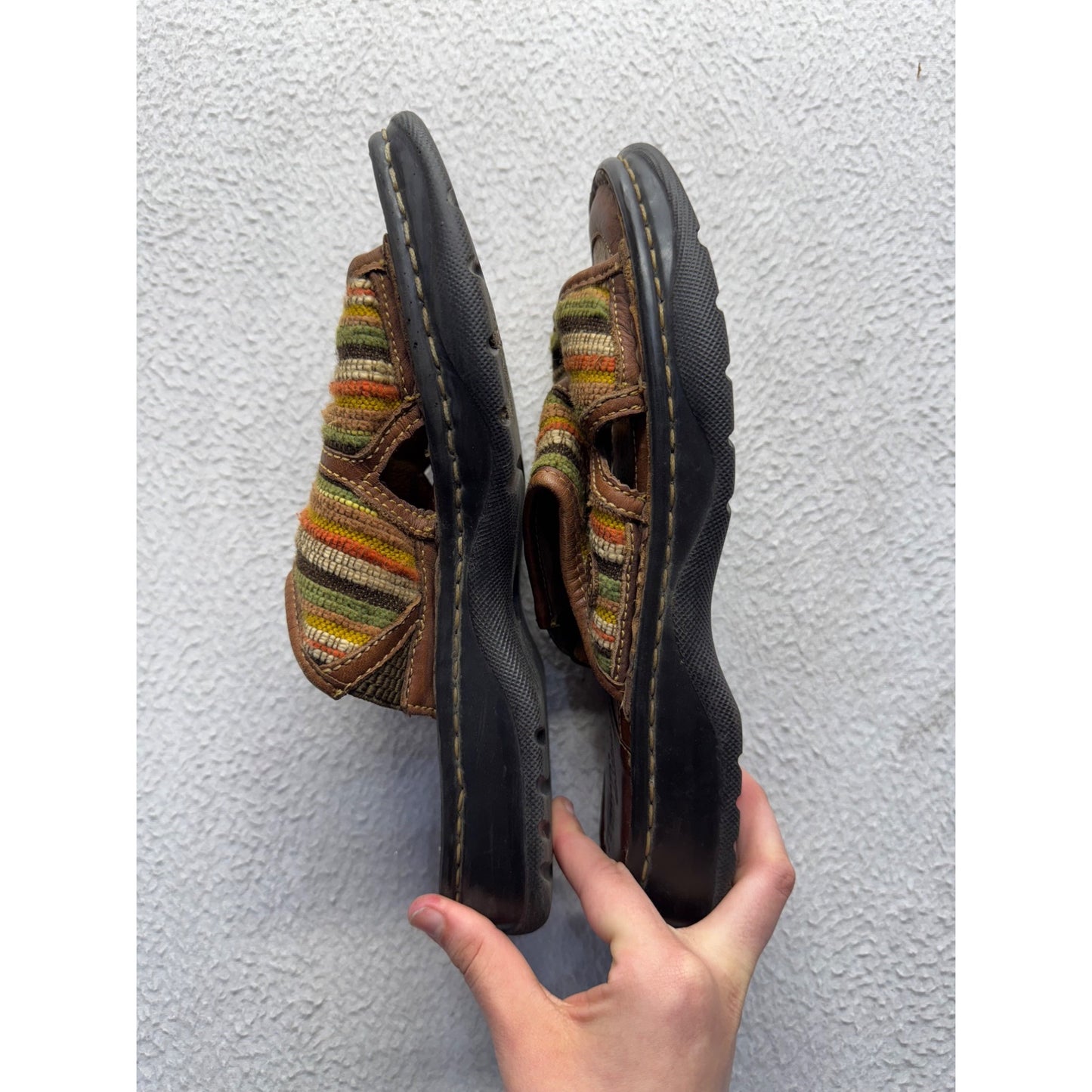 Born Multicolor Striped Leather Slip-On Sandals Size 8#9408