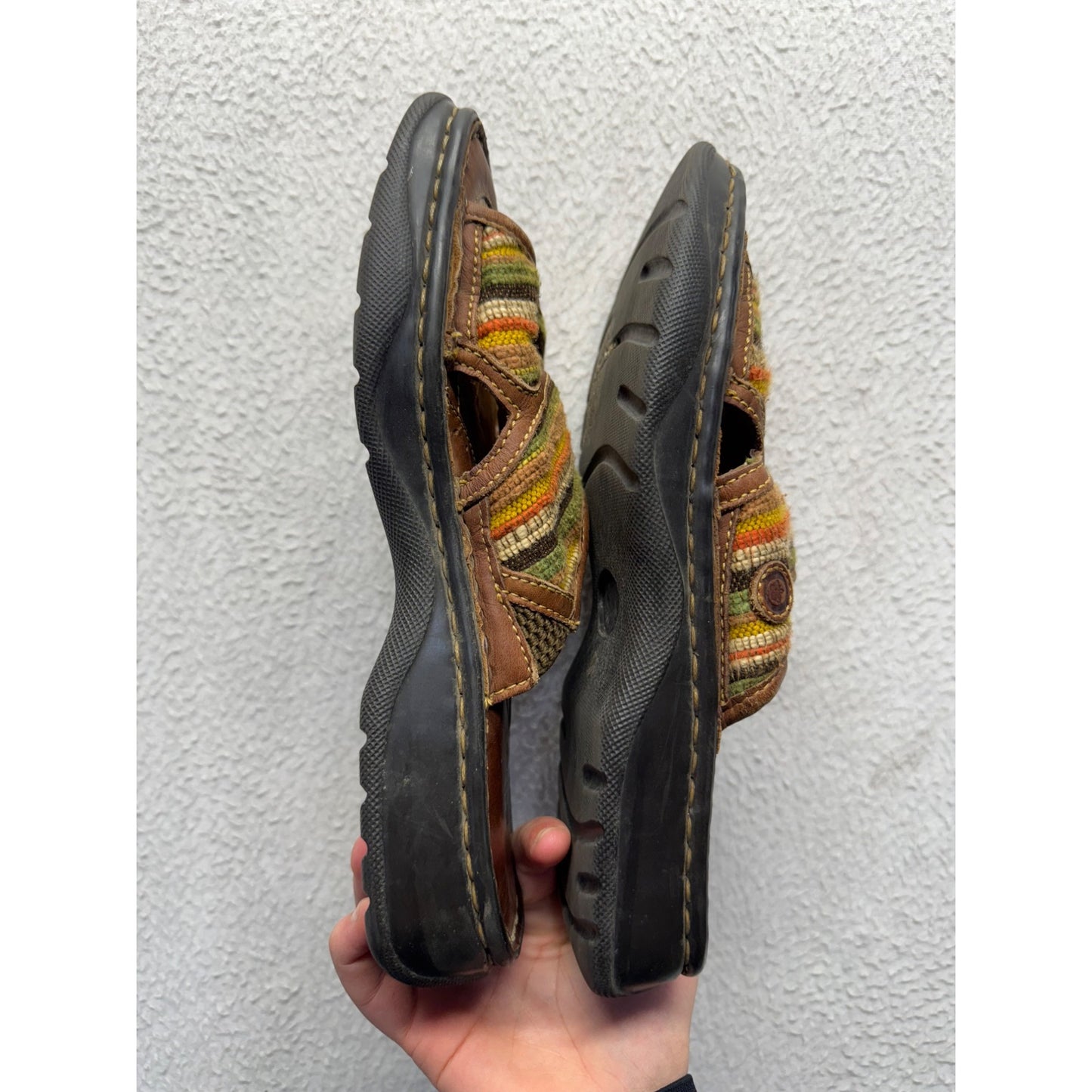 Born Multicolor Striped Leather Slip-On Sandals Size 8#9408