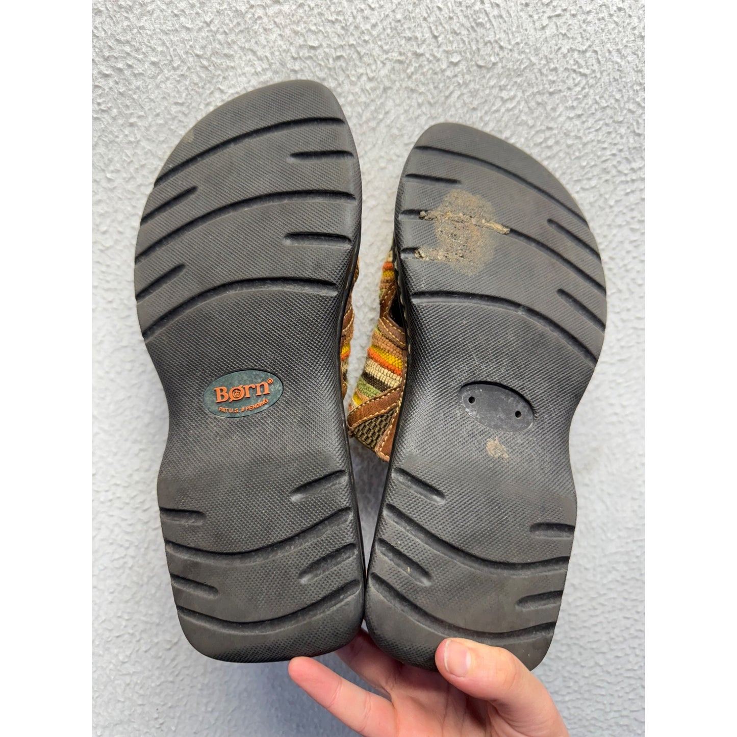 Born Multicolor Striped Leather Slip-On Sandals Size 8#9408