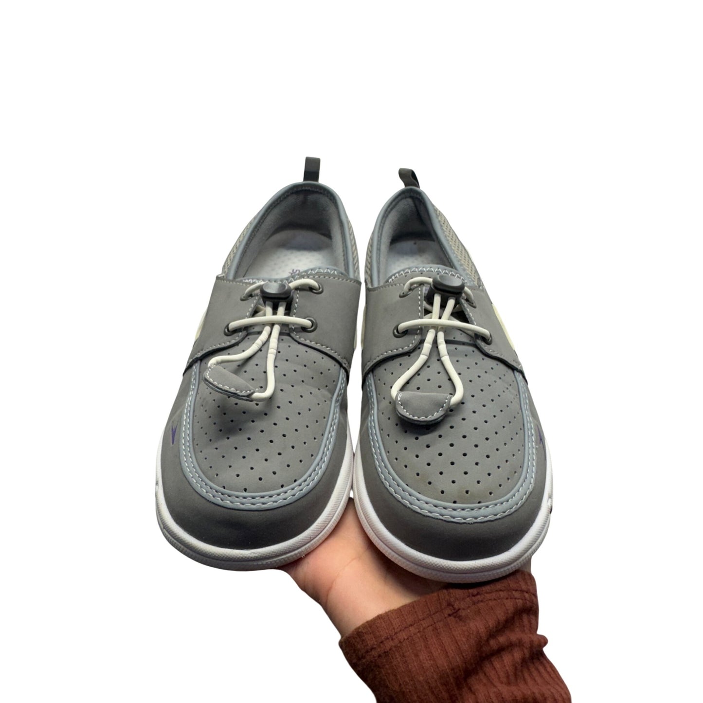 Speedo Gray Perforated Slip-On Water Shoes With Adjustable Laces Size 7 #9370