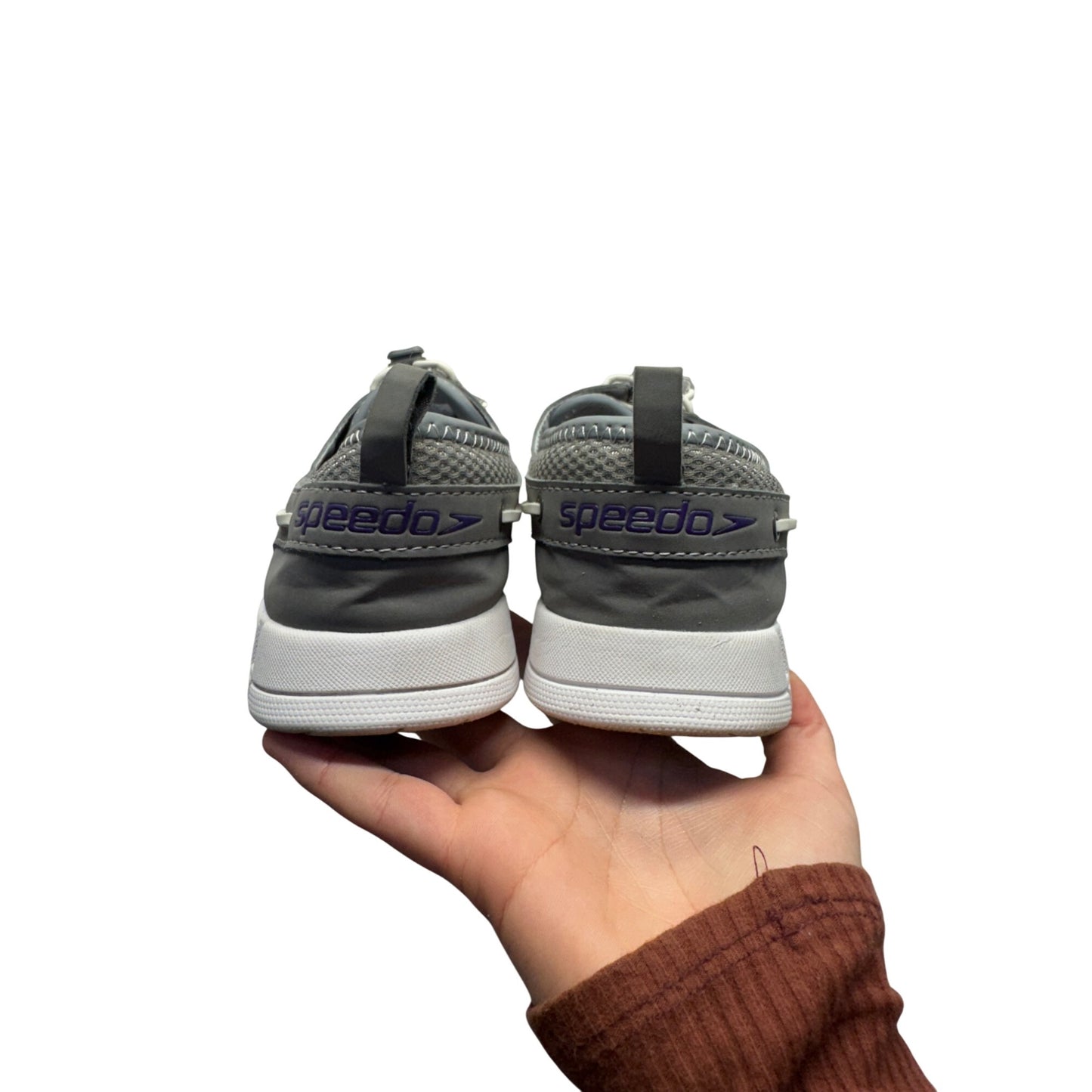 Speedo Gray Perforated Slip-On Water Shoes With Adjustable Laces Size 7 #9370
