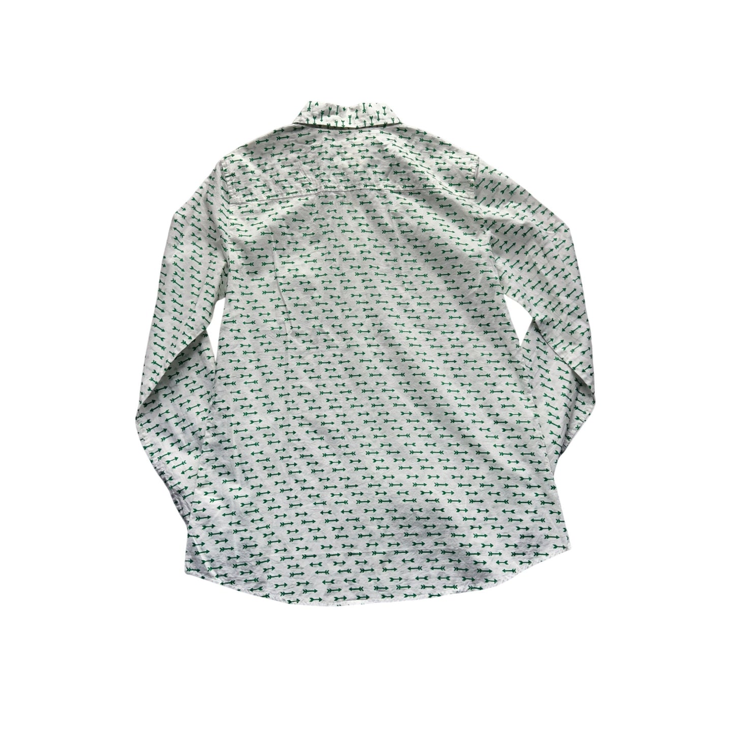 Gap Fitted Boyfriend Shirt Green Arrow Print 13 Long Sleeve S 239B