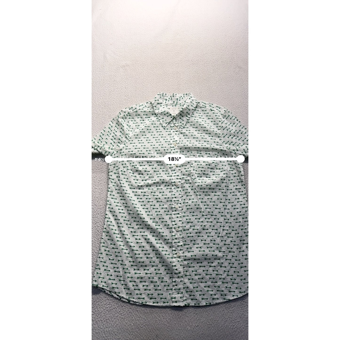 Gap Fitted Boyfriend Shirt Green Arrow Print 13 Long Sleeve S 239B