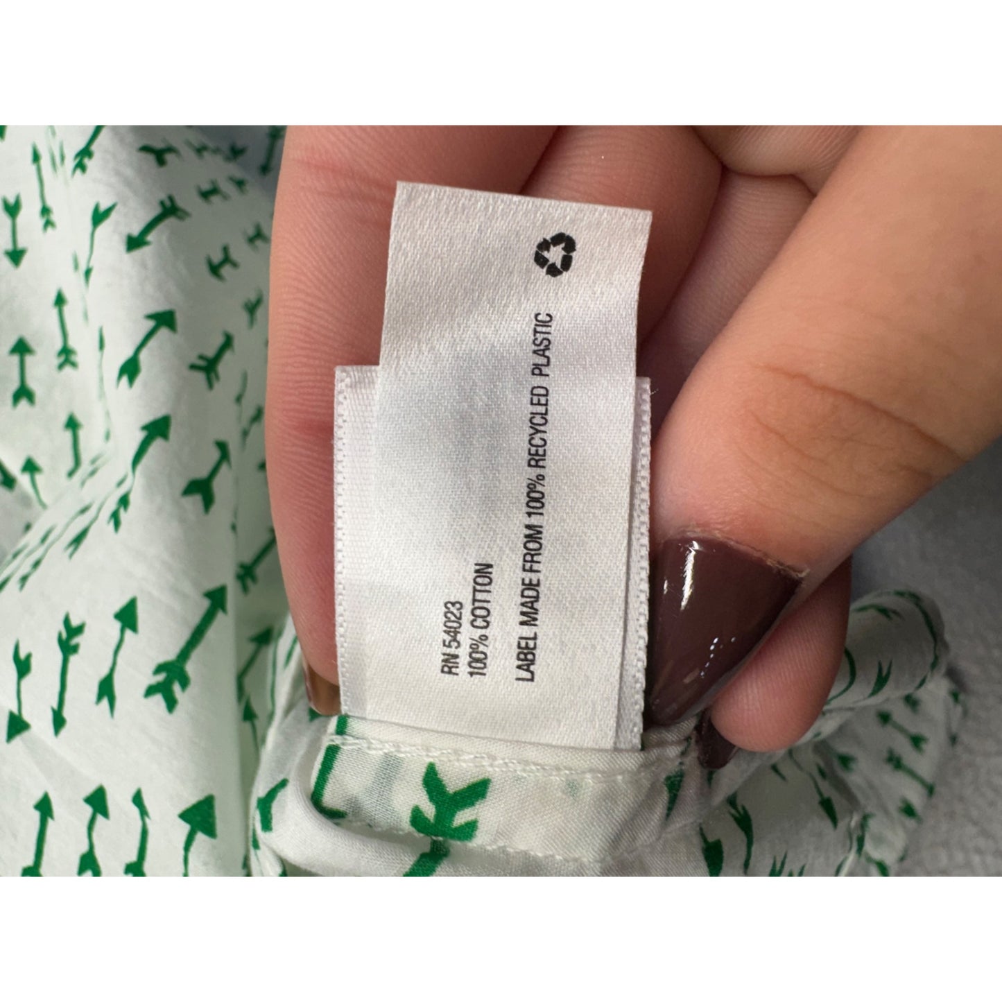 Gap Fitted Boyfriend Shirt Green Arrow Print 13 Long Sleeve S 239B
