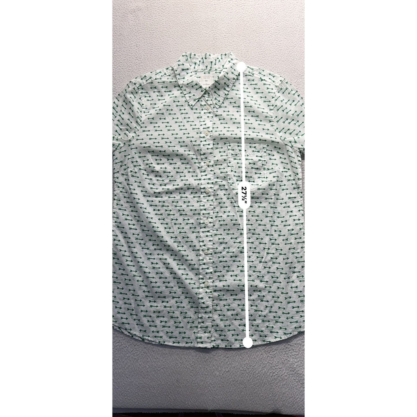 Gap Fitted Boyfriend Shirt Green Arrow Print 13 Long Sleeve S 239B