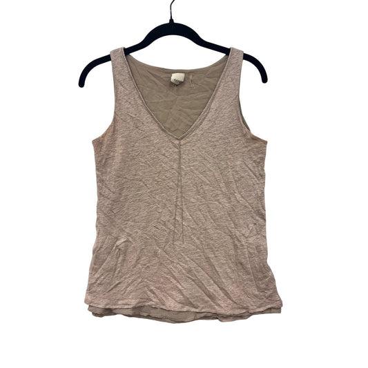 Ecru Womens Small Beige Linen V-Neck Tank Top #6813