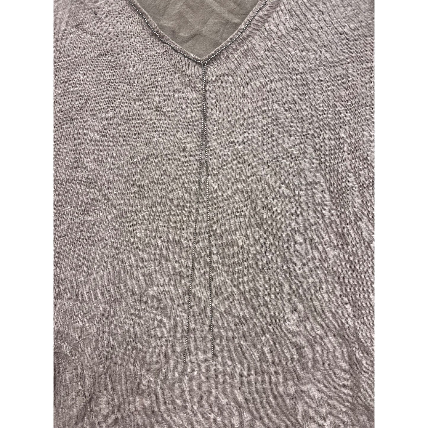 Ecru Womens Small Beige Linen V-Neck Tank Top #6813