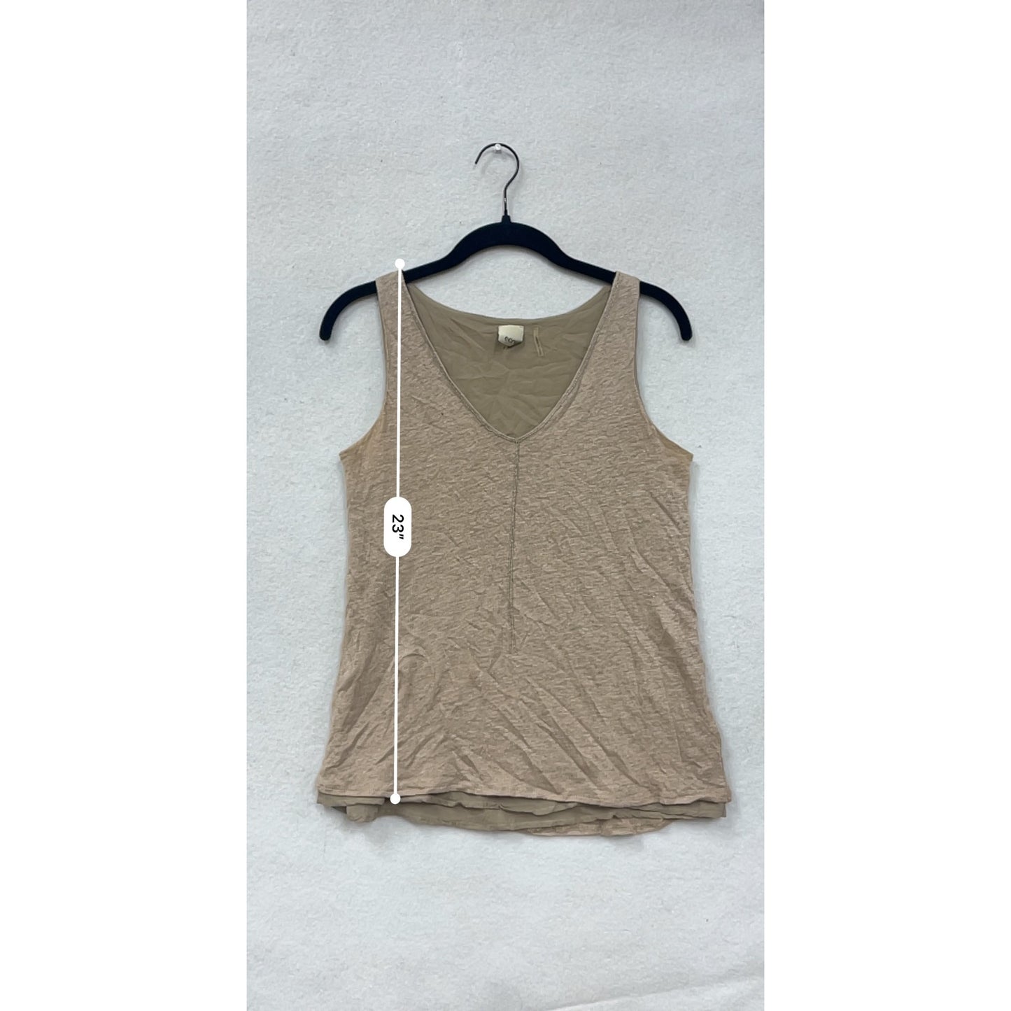Ecru Womens Small Beige Linen V-Neck Tank Top #6813