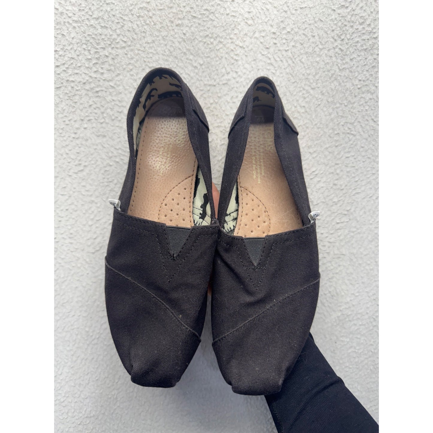 Toms Black Canvas Slip-On Shoes Size 9 Women  #9024