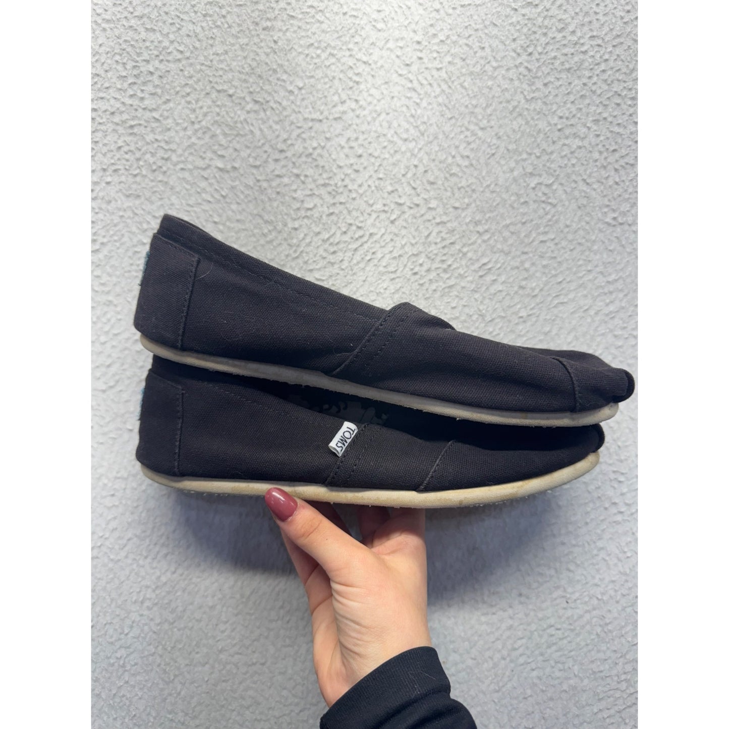 Toms Black Canvas Slip-On Shoes Size 9 Women  #9024