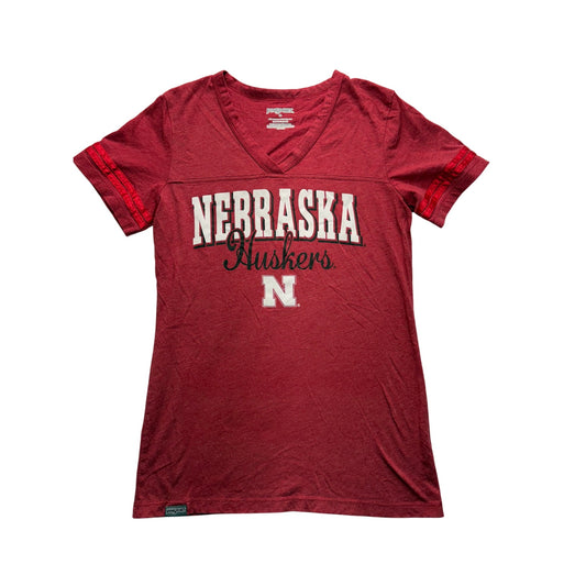 Nebraska Huskers Womens Red V-Neck T-Shirt By JanSport #7445