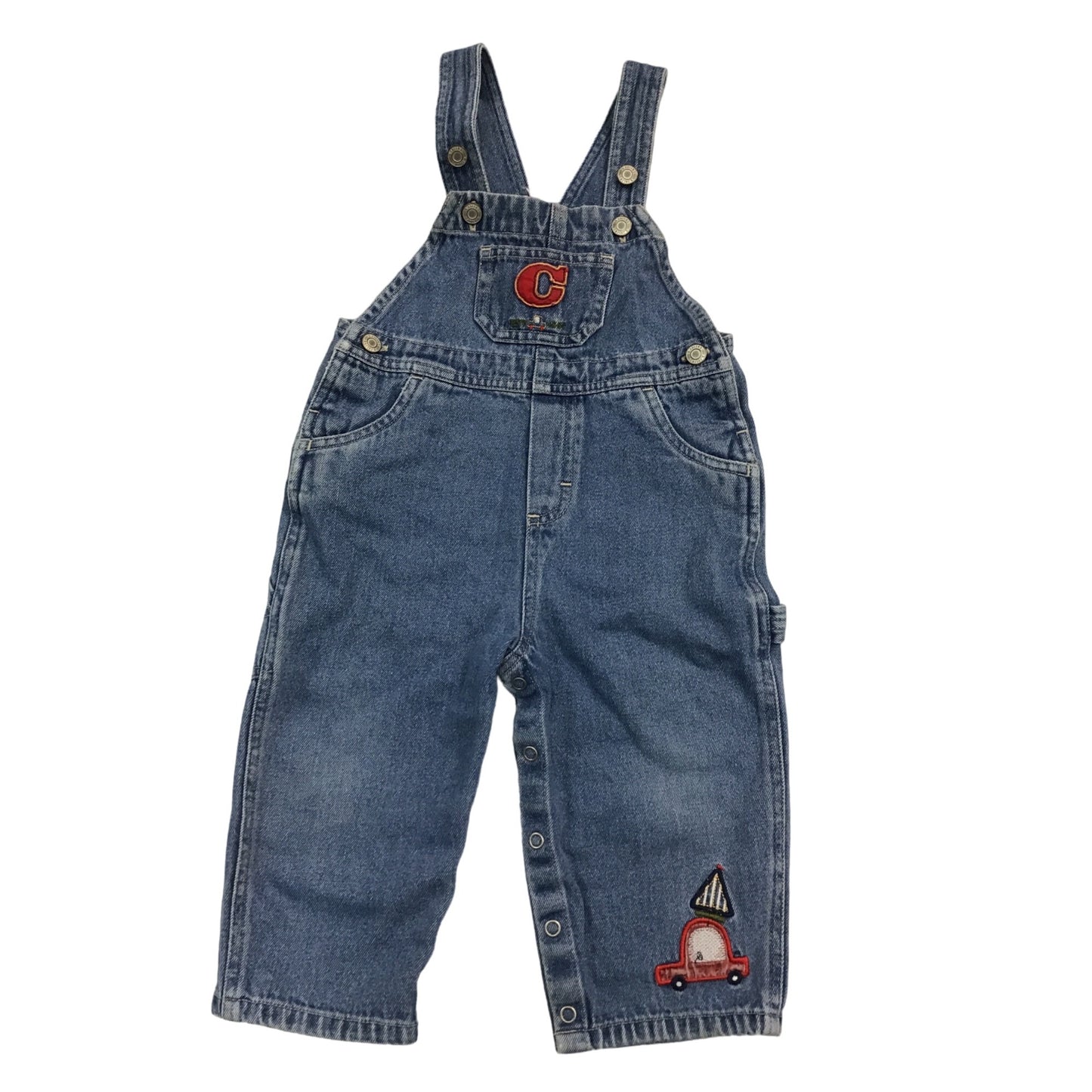 Carters Baby Boys Denim Overalls 18-24 Months With Car & Letter #209