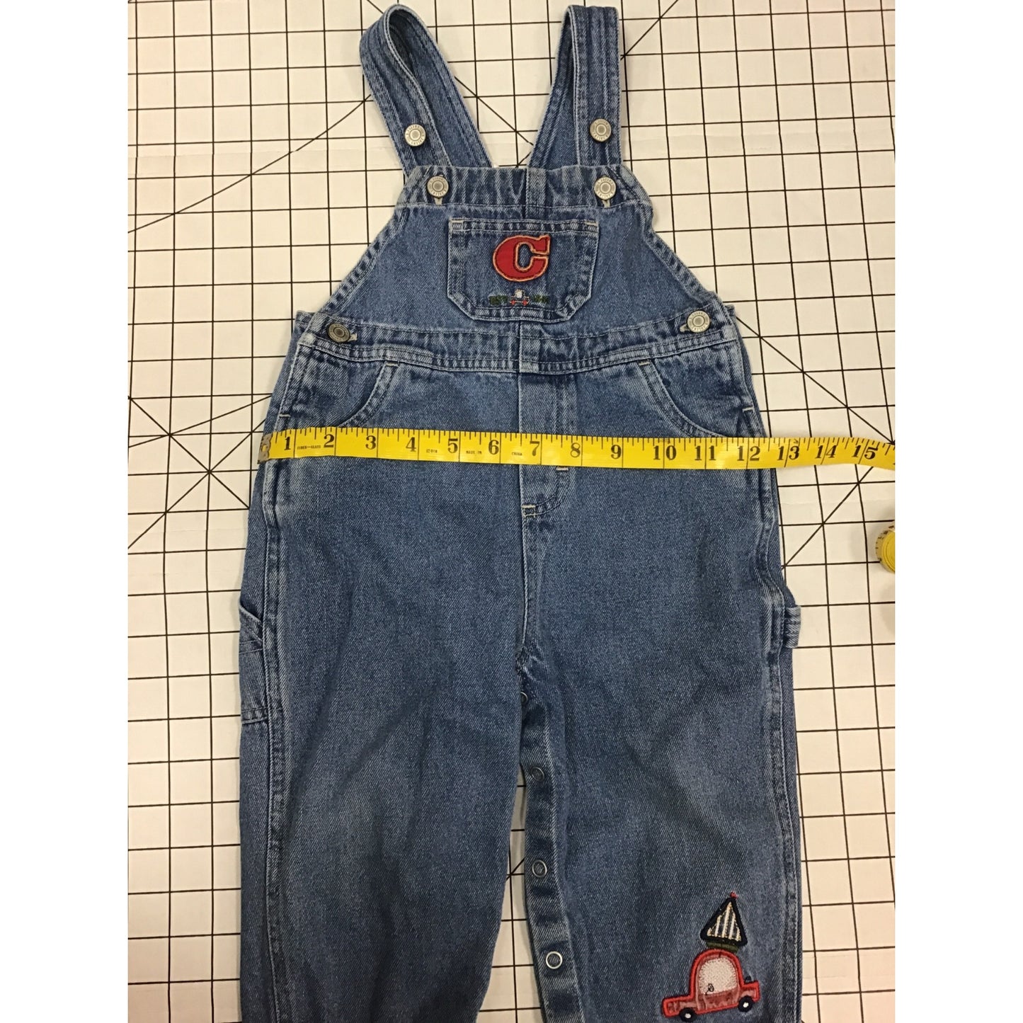 Carters Baby Boys Denim Overalls 18-24 Months With Car & Letter #209