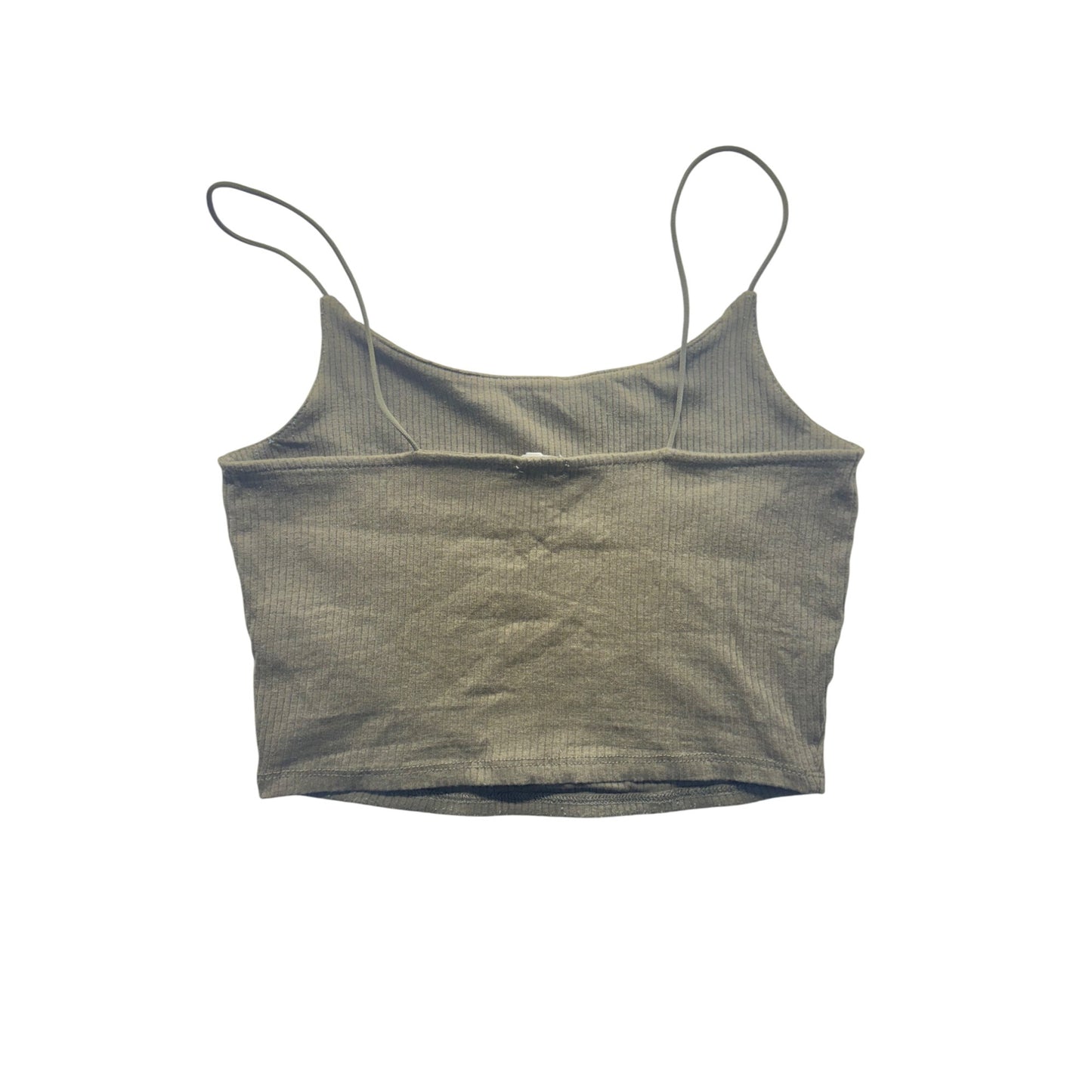Ribbed Olive Green Spaghetti Strap Crop Top By Garage P/S #9721