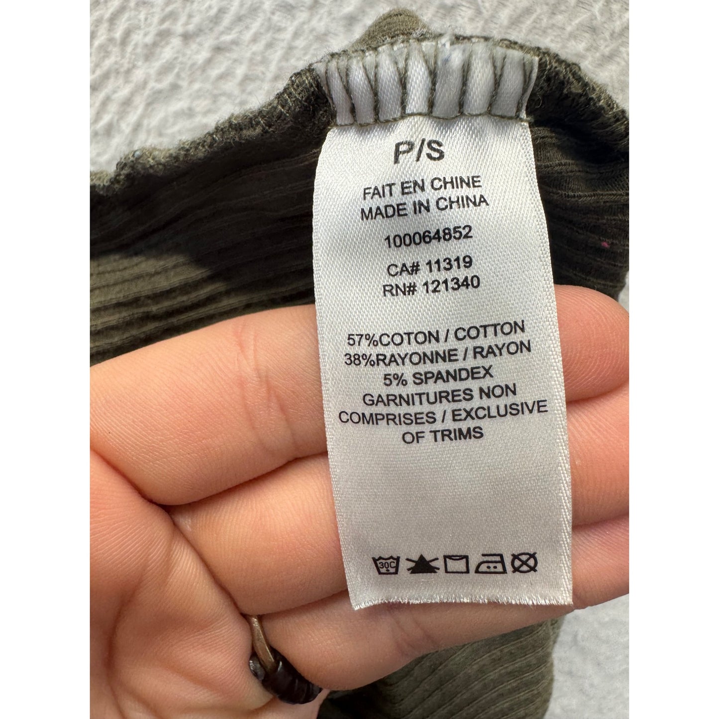 Ribbed Olive Green Spaghetti Strap Crop Top By Garage P/S #9721