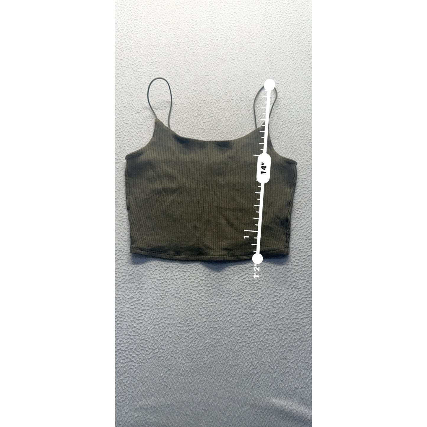 Ribbed Olive Green Spaghetti Strap Crop Top By Garage P/S #9721