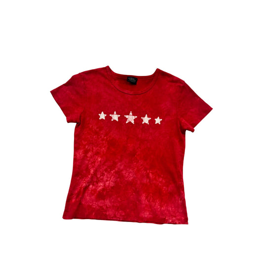 Sonoma Jean Co. Red Tie-Dye Star Print T-Shirt S Womens #759A