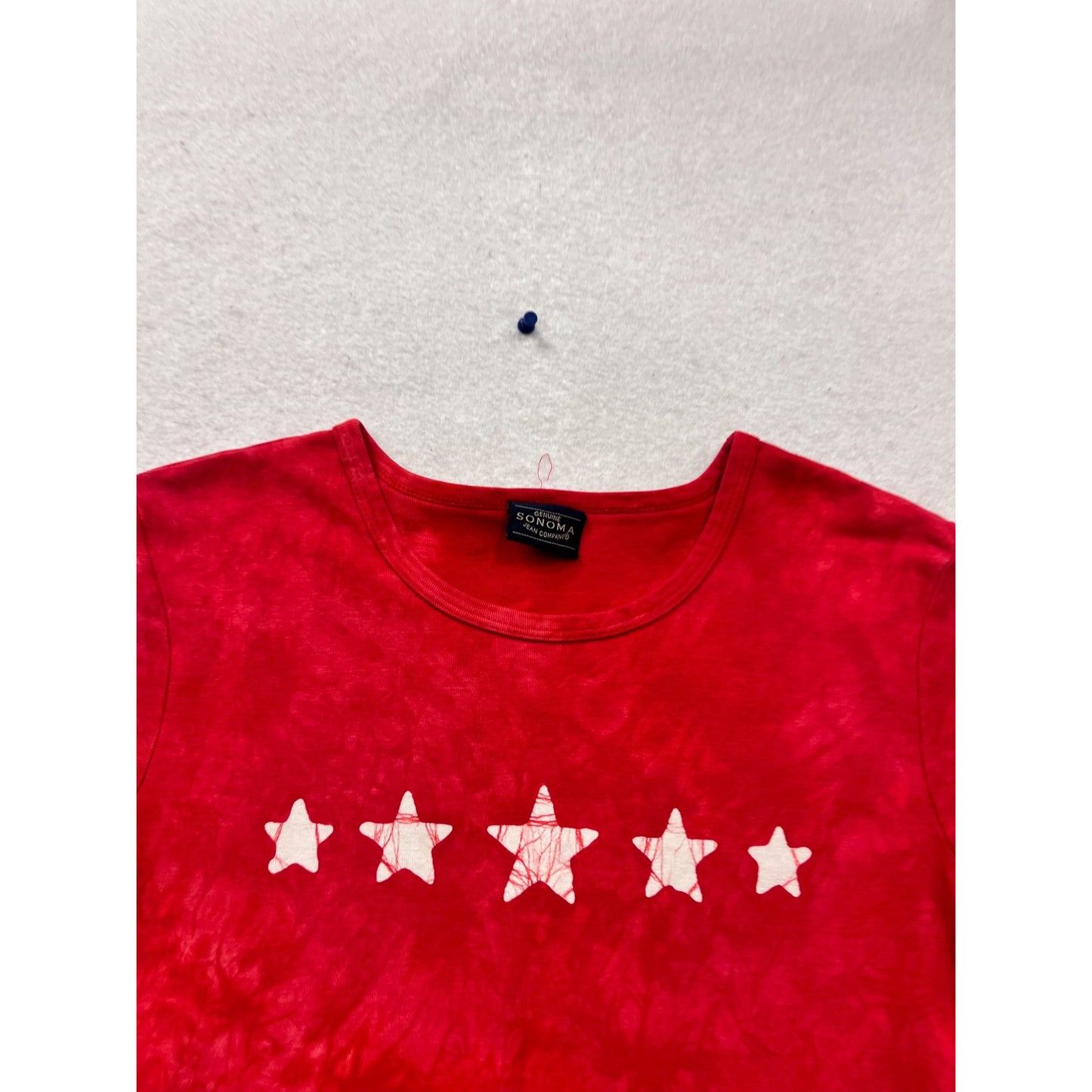 Sonoma Jean Co. Red Tie-Dye Star Print T-Shirt S Womens #759A