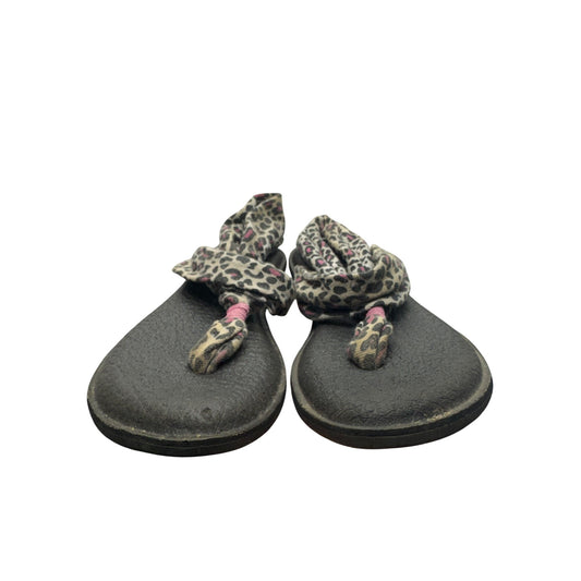 Sanuk Yoga Sling 2 Leopard Print Womens Sandals Black Sole Size 8 #404B