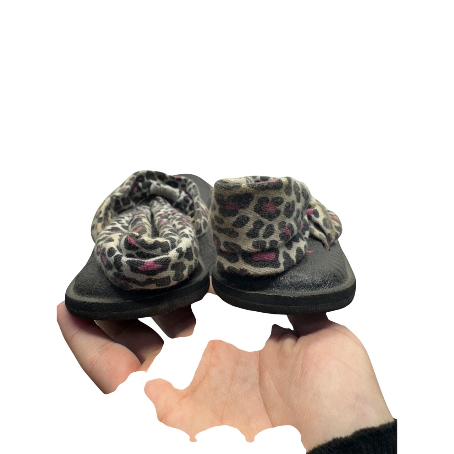 Sanuk Yoga Sling 2 Leopard Print Womens Sandals Black Sole Size 8 #404B