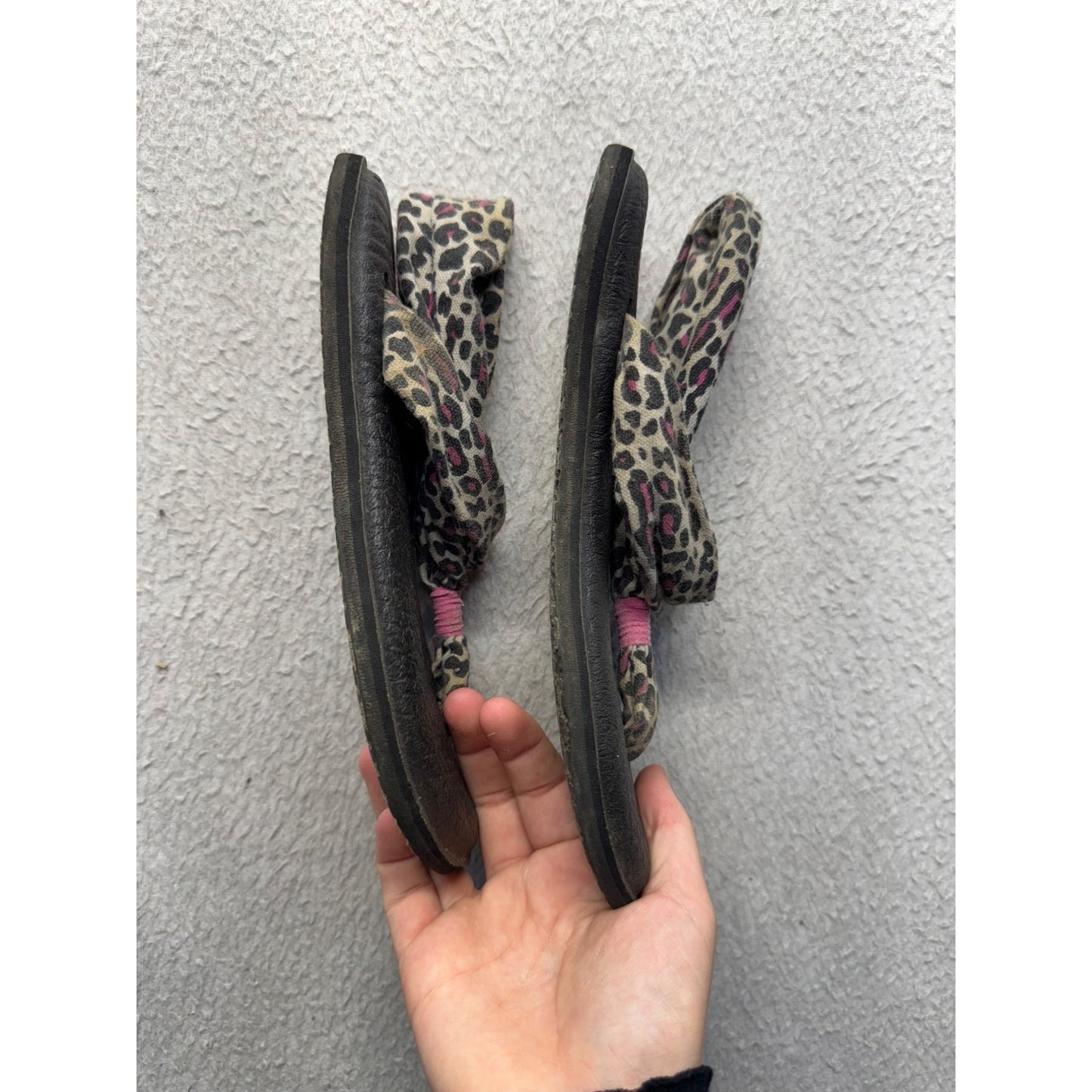 Sanuk Yoga Sling 2 Leopard Print Womens Sandals Black Sole Size 8 #404B