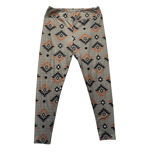 LuLaRoe Tall and Curvy Aztec Print Gray Leggings #9196