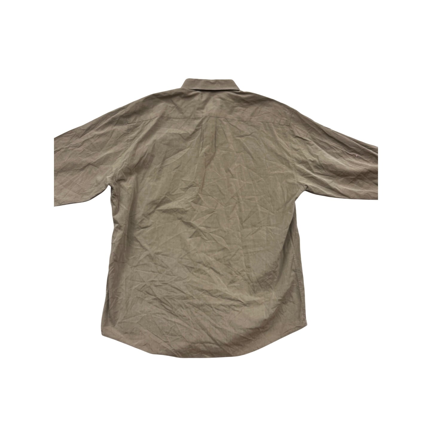 Perry Ellis Portfolio Button-Up Shirt 17 34-35 Cotton Taupe #846A