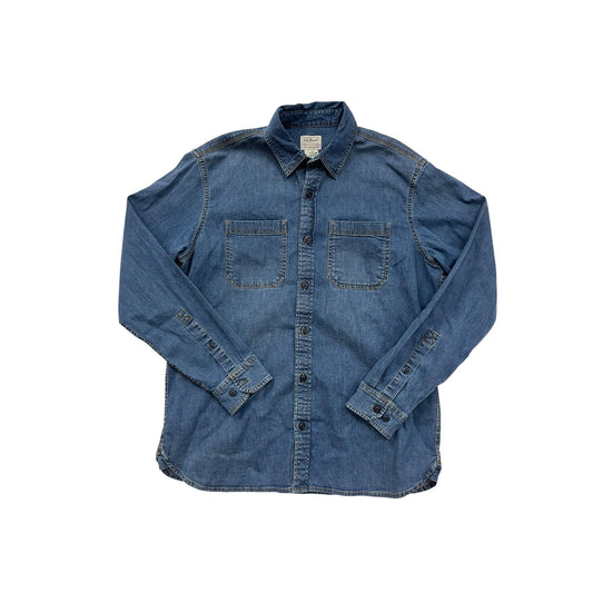 L.L.Bean Denim Shirt M Traditional Fit Cotton Blend Blue #8323