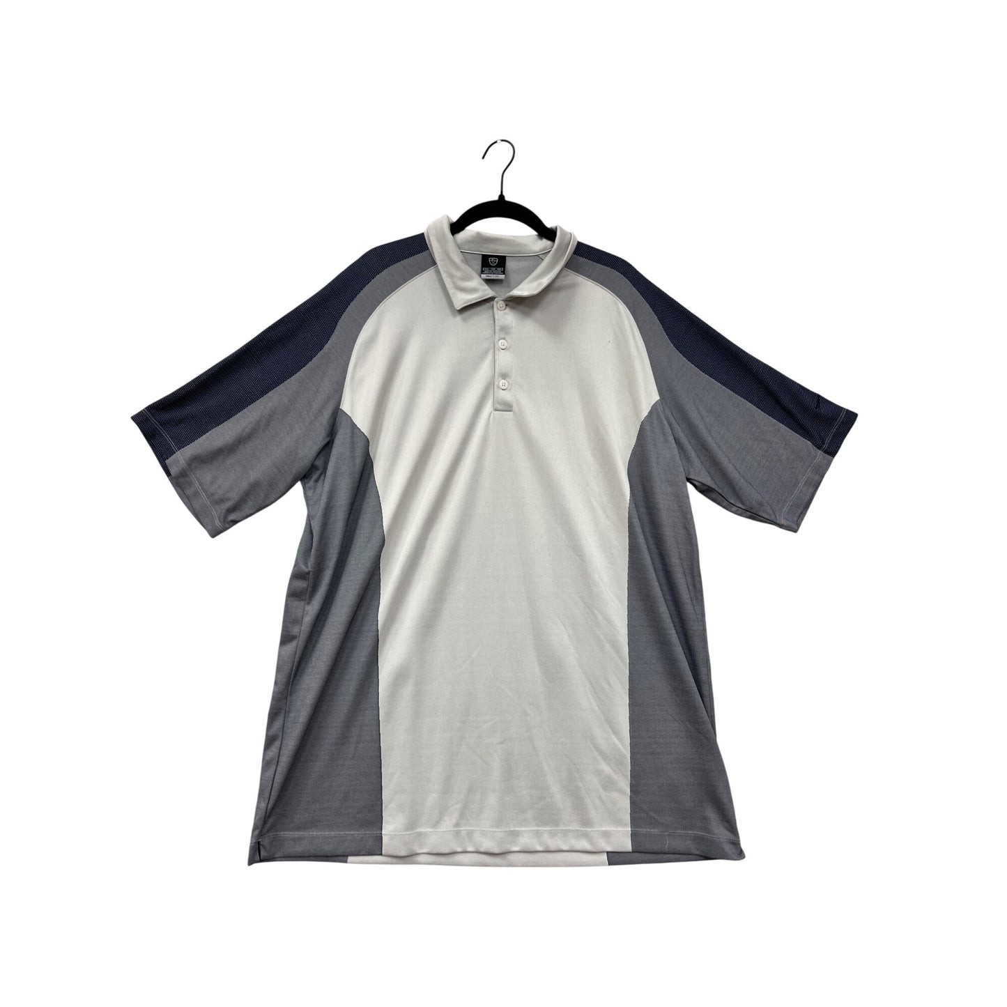 Nike Fit Dry Mens 2X Polo Shirt Gray/White/Blue Colorblock #8986