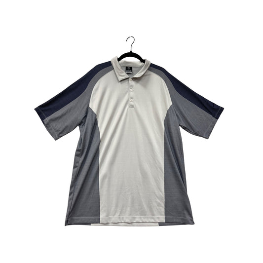 Nike Fit Dry Mens 2X Polo Shirt Gray/White/Blue Colorblock #8986