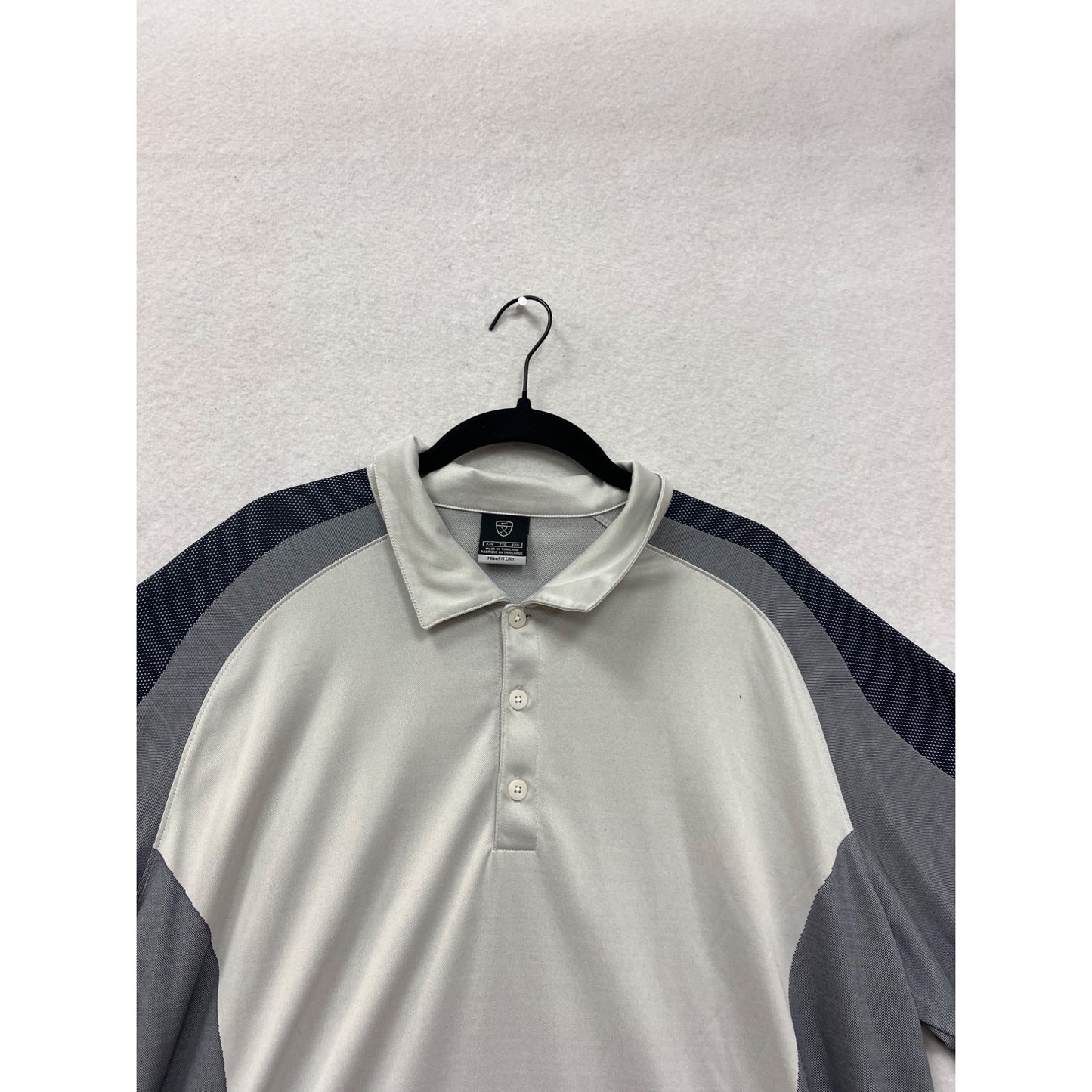 Nike Fit Dry Mens 2X Polo Shirt Gray/White/Blue Colorblock #8986