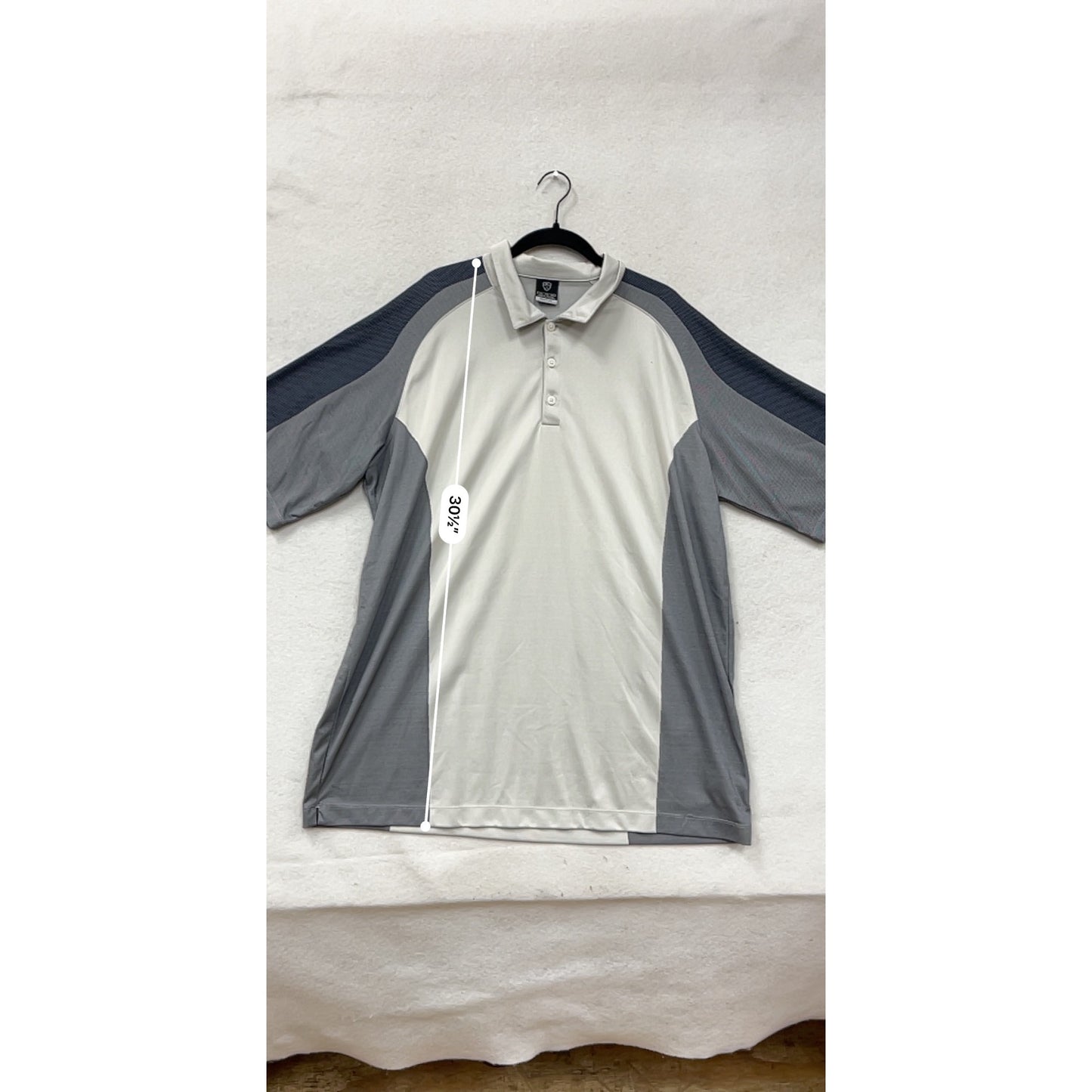 Nike Fit Dry Mens 2X Polo Shirt Gray/White/Blue Colorblock #8986