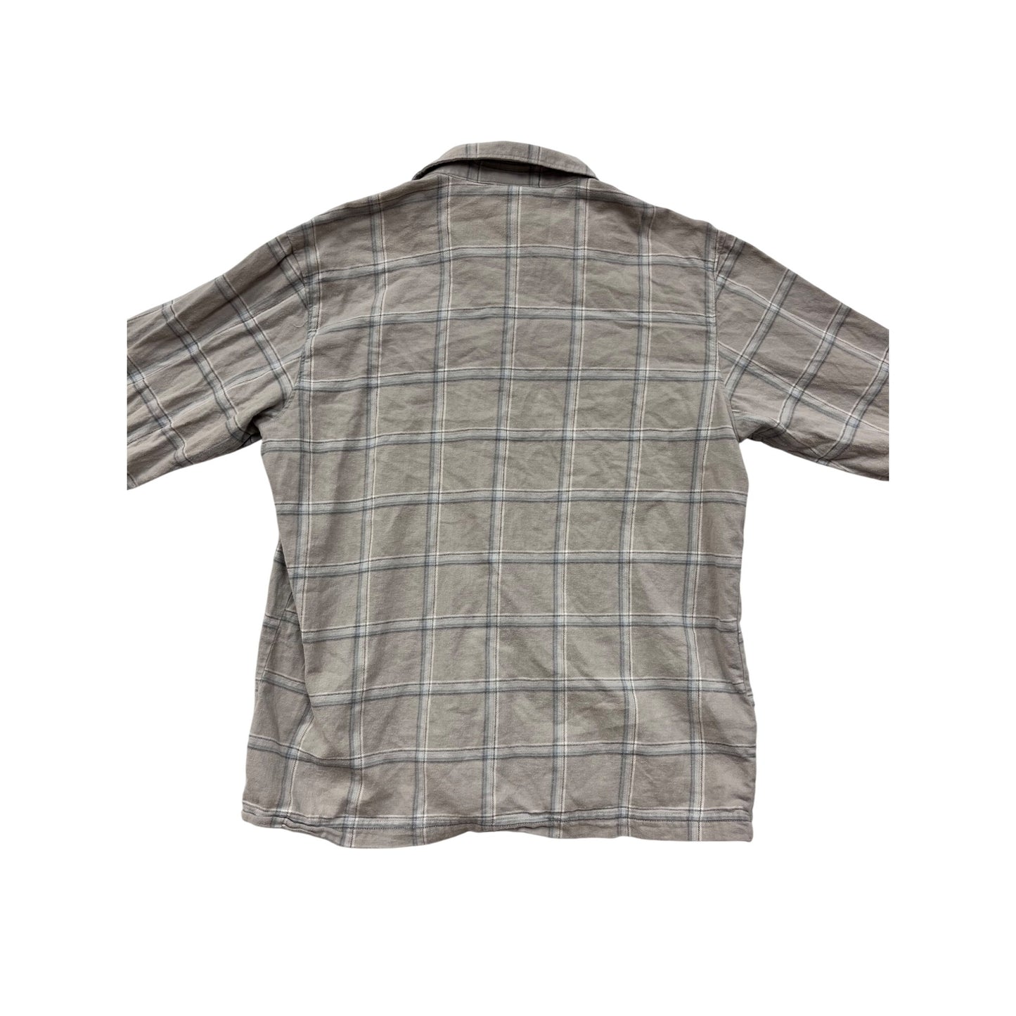Columbia Medium Plaid Button-Up Shirt Tan & Gray Long Sleeve #8829