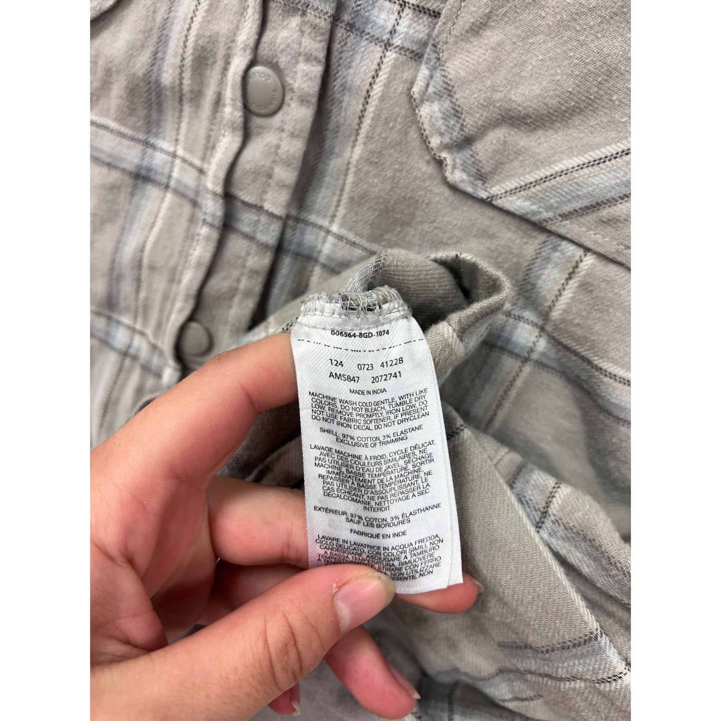 Columbia Medium Plaid Button-Up Shirt Tan & Gray Long Sleeve #8829