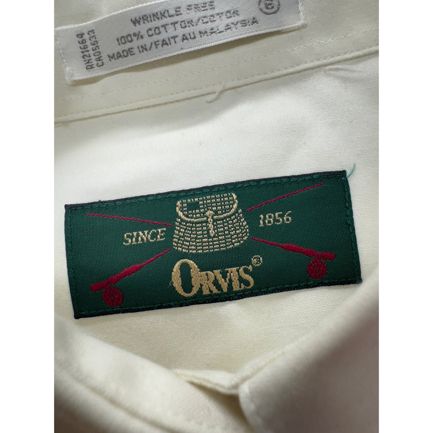 Orvis Mens Wrinkle-Free White Button-Down Long Sleeve Dress Shirt Size 6 #9543