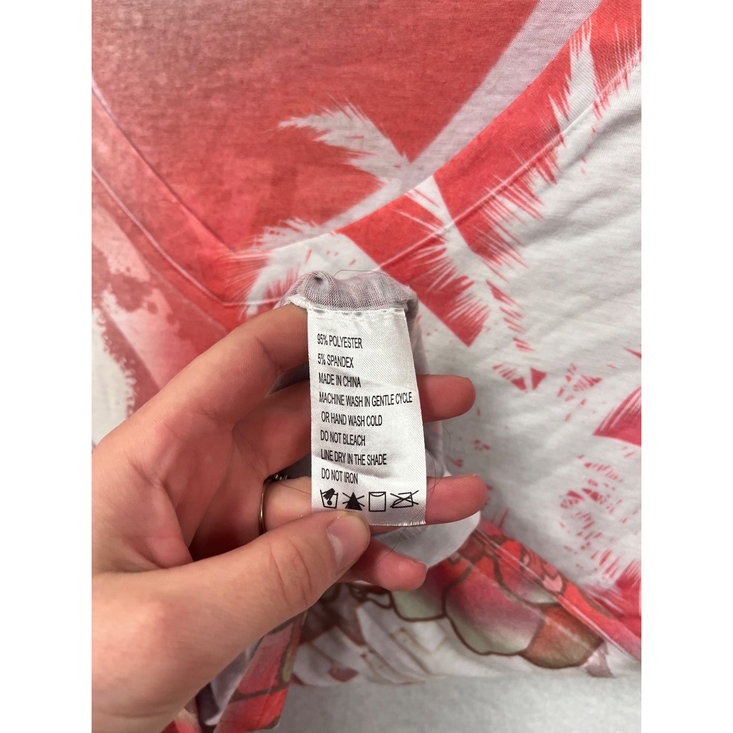 Red Stripe Womens Floral & Palm Print V-Neck T-Shirt Large #6771