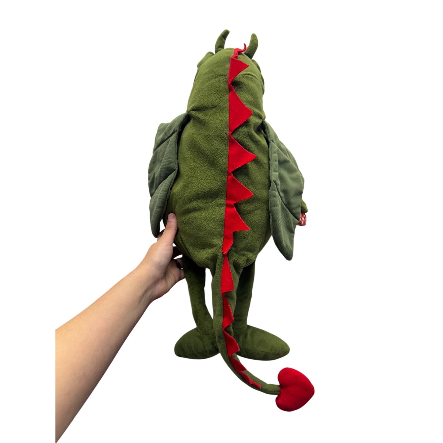Green Plush Dragon With Wings & Red Heart Tail #9950