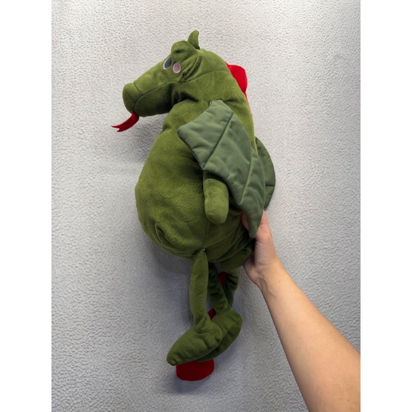 Green Plush Dragon With Wings & Red Heart Tail #9950