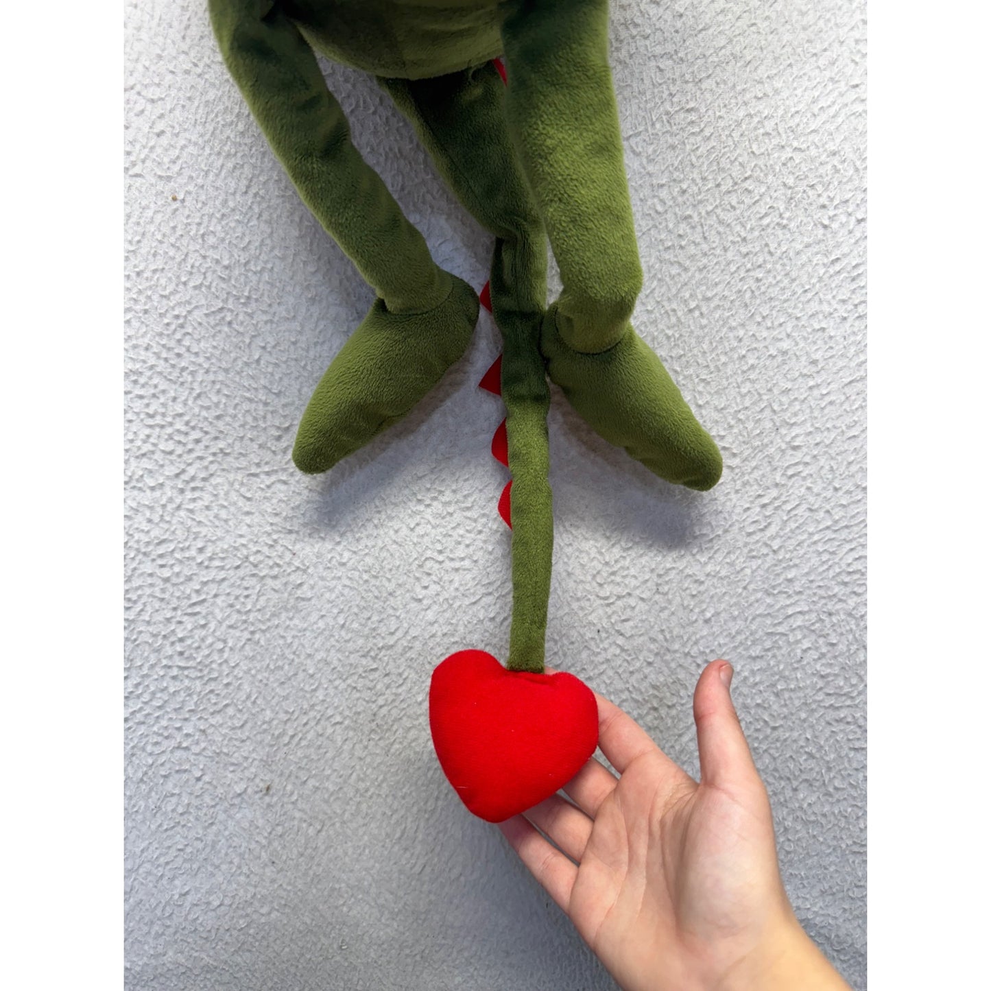 Green Plush Dragon With Wings & Red Heart Tail #9950