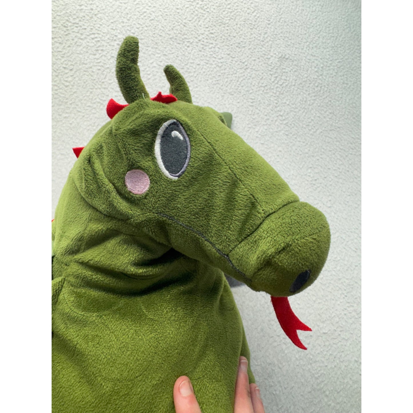 Green Plush Dragon With Wings & Red Heart Tail #9950