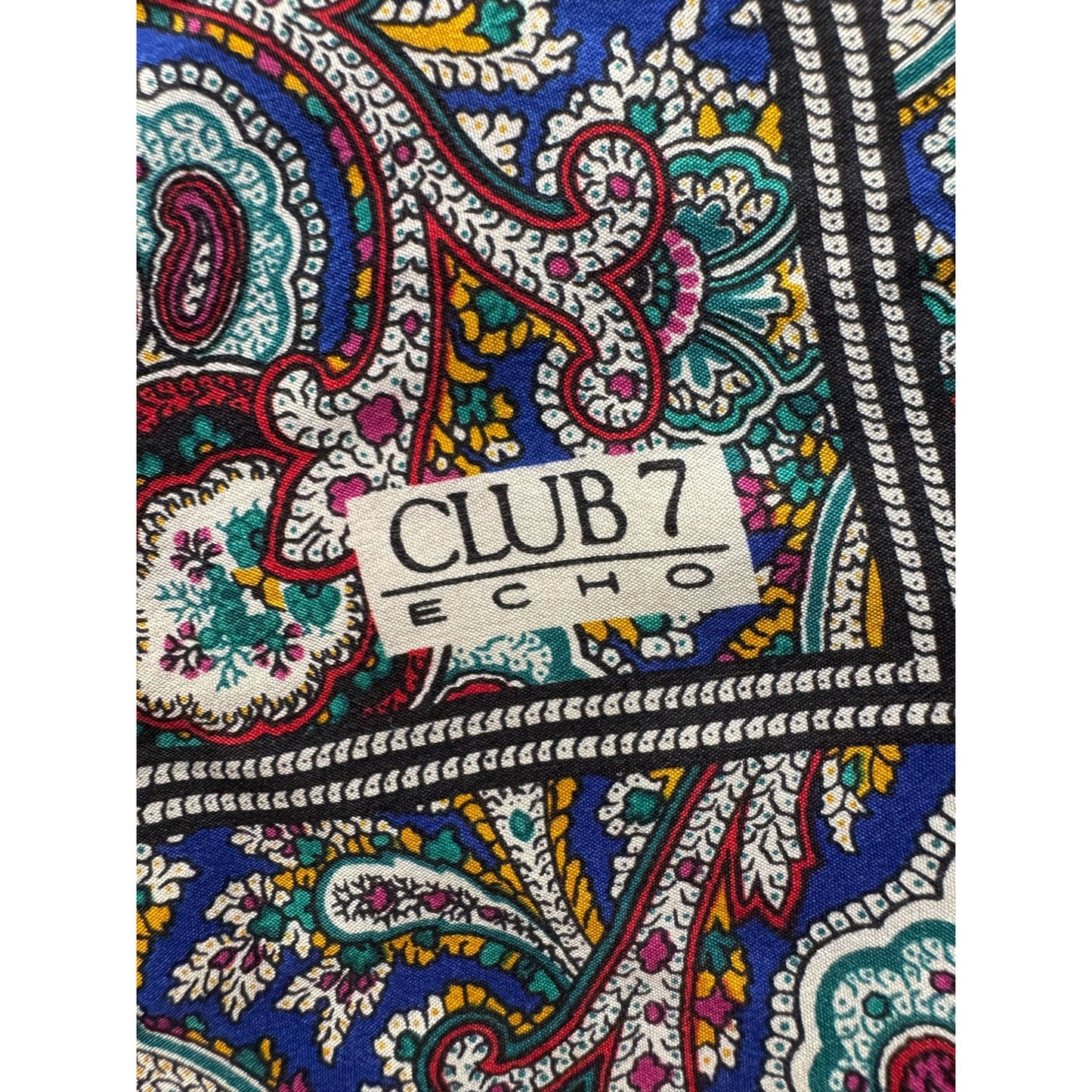 Club 7 Echo Paisley Print Square Scarf Multicolor Bohemian Style #46B