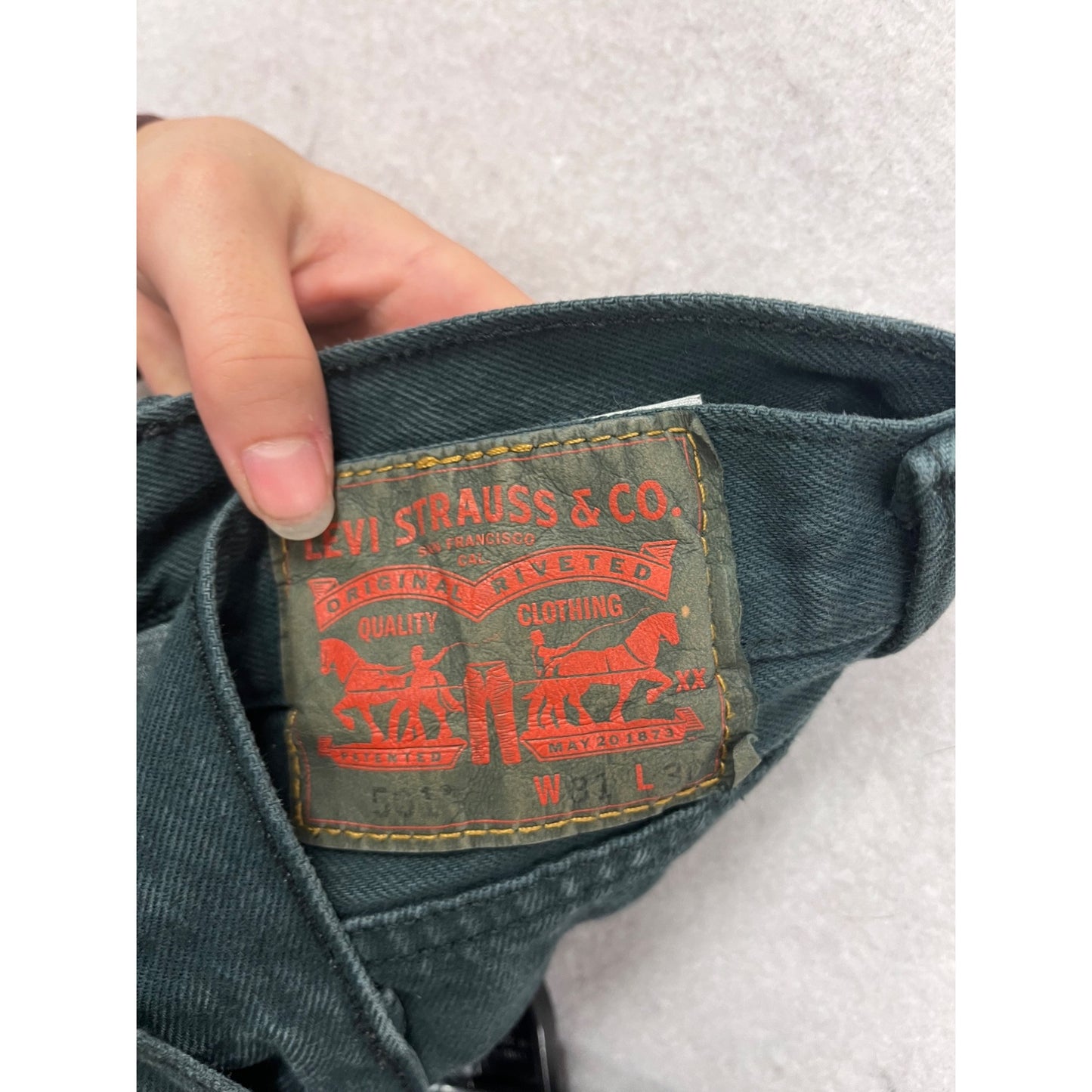 Levis W31 L30 Green Denim Jeans #734A