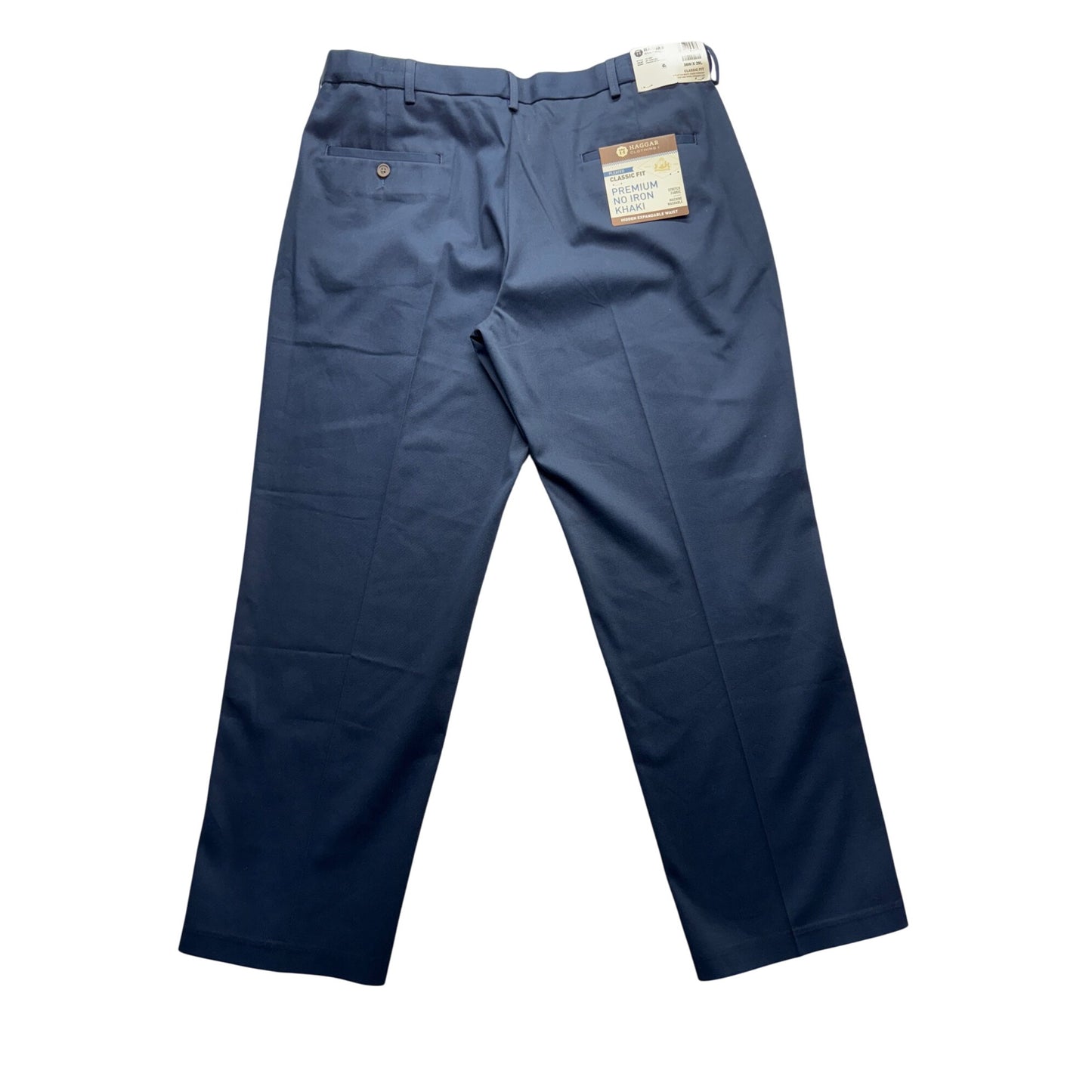 Haggar Mens Classic Fit Navy Premium Pants 36x29 Cotton Blend #7786