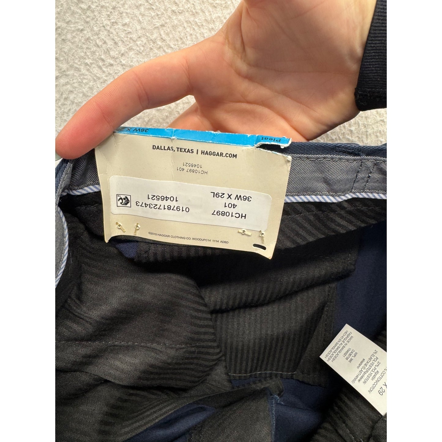 Haggar Mens Classic Fit Navy Premium Pants 36x29 Cotton Blend #7786