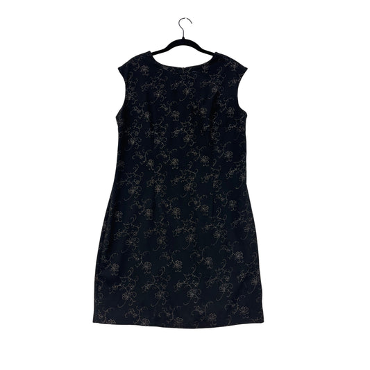 Vintage 90s Hilliard & Hanson Black Floral Sleeveless Dress Womens 12 #8015