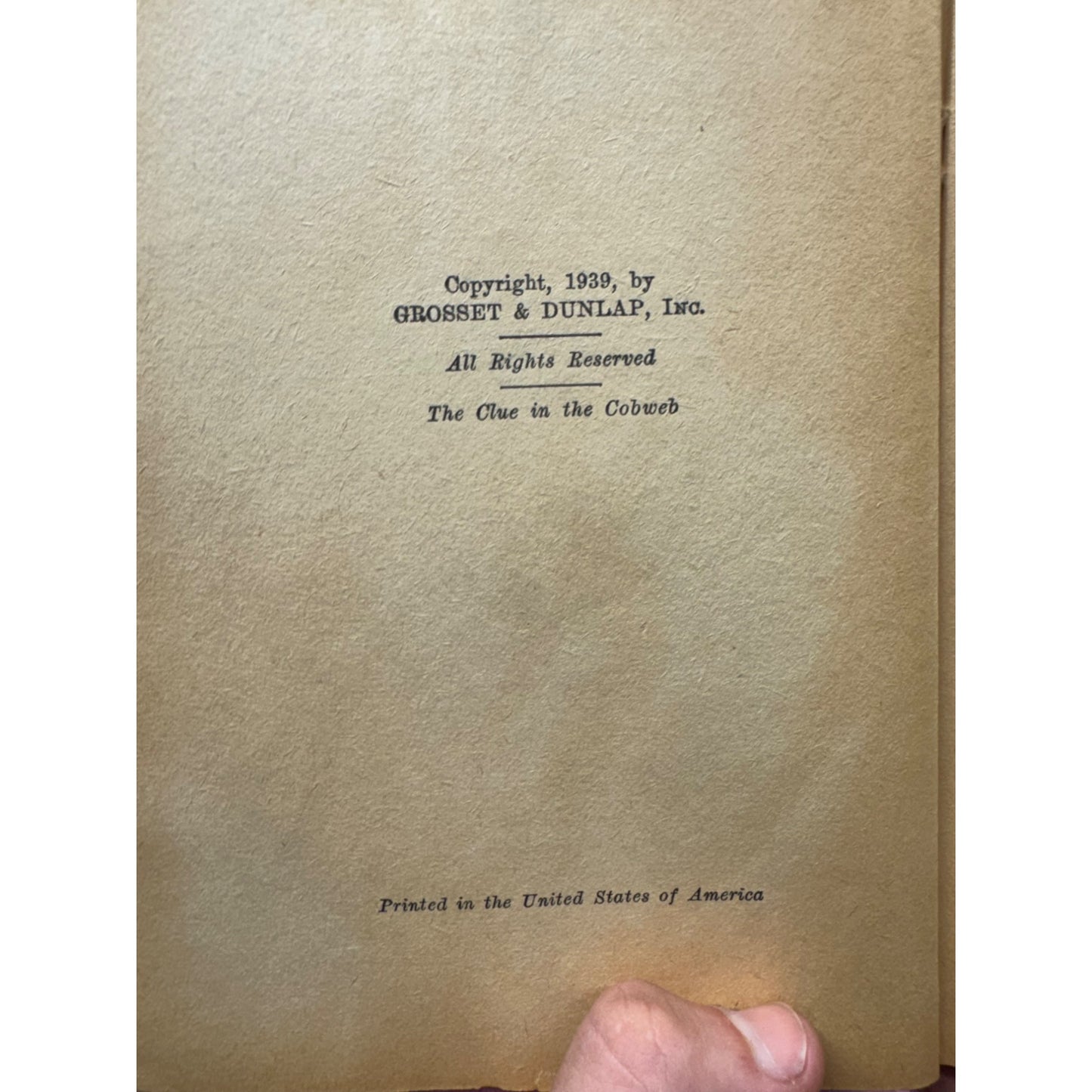 The Clue In The Cobweb By Carolyn Keene Hardcover Vintage Grosset & Dunlap #9909